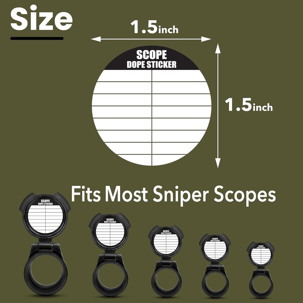 12 Pack Writable Scope DOPE Sticker for Long-Range Shooting- 1.5 Inch, White