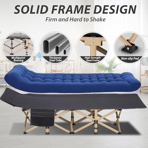 Folding Camping Cot for Sleeping, Portable Cots for Dark Grey(with Mattress)