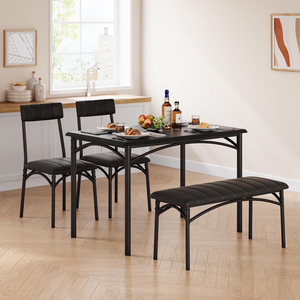 Kitchen Table and Chairs ,Dining Table Set for 4 and with Upholstered Bench Home
