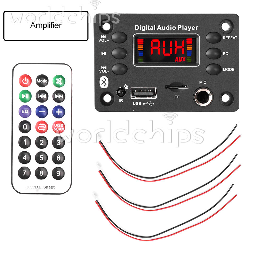 DC7-16V Bluetooth MP3 Decoder Board Car Audio Microphone USB FM Player Speaker
