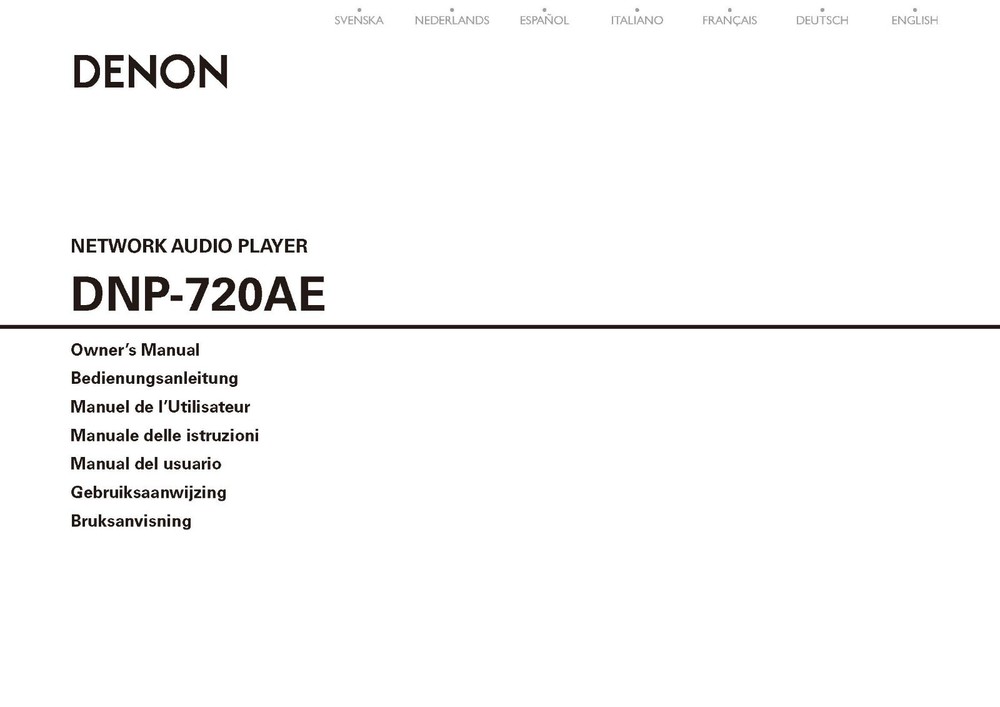 Denon DNP-720AE Network Audio Player Owners Manual