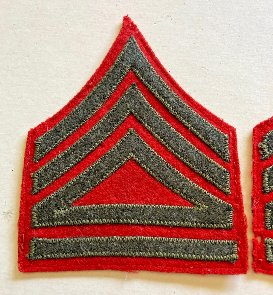 WW2 USMC US Marine Corps Technical Sergeant Stripes Chevrons Rank Patches