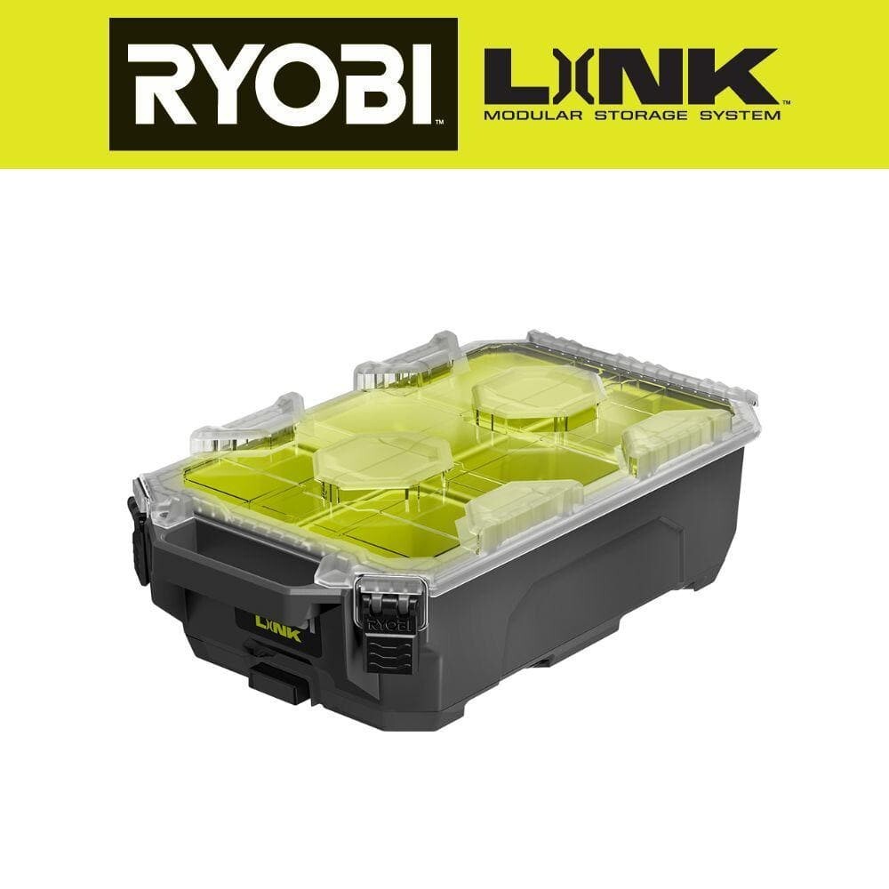 Small Parts Organizer Ryobi Link 6, 10 Compartment Tool Box Modular Case System