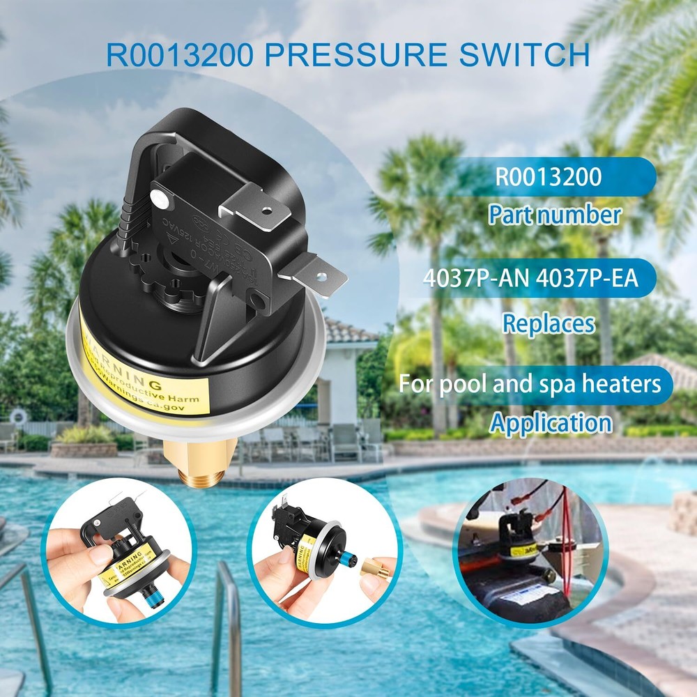 for Jandy Zodiac R0013200 Pool Heater Air Pressure Switch 2 Psi