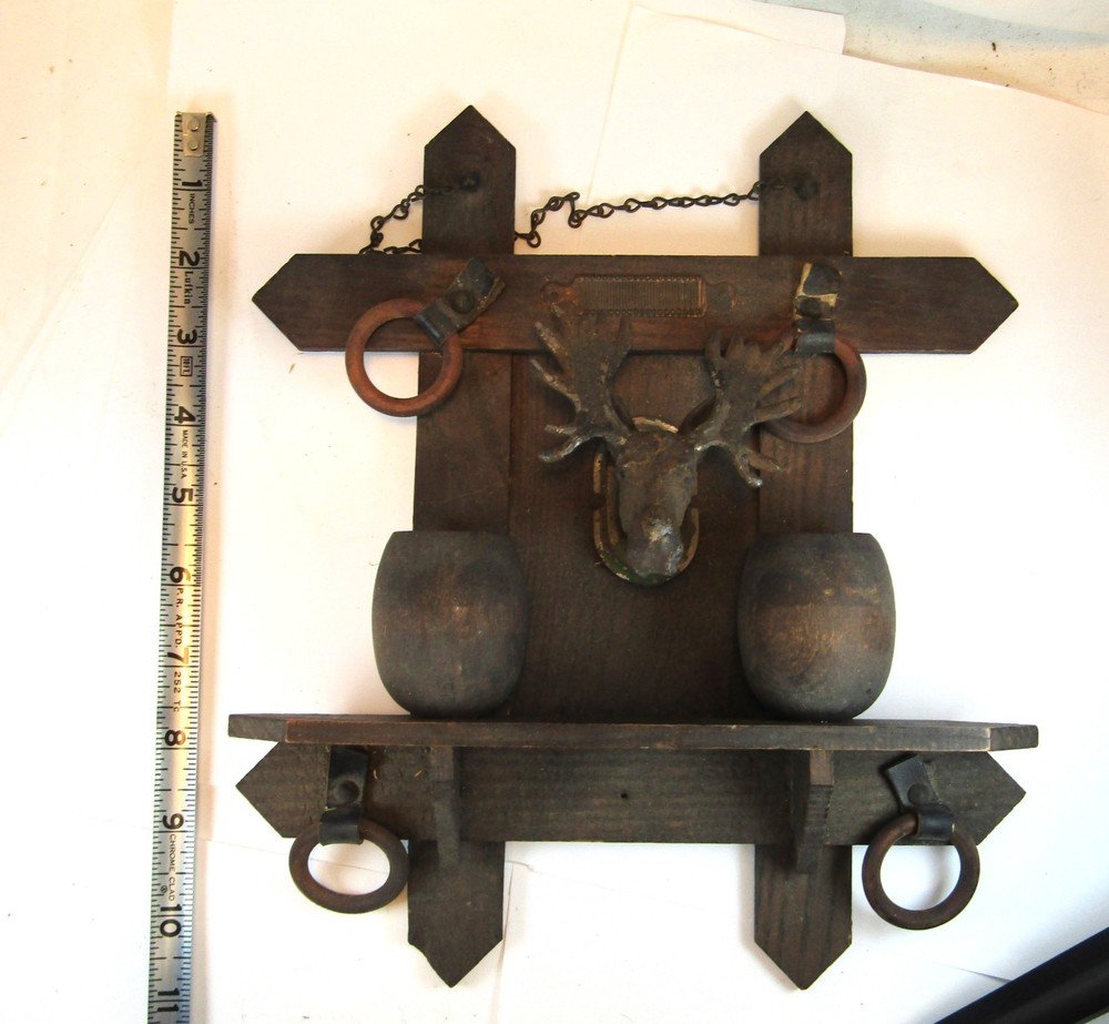 Antique Match Stick Holder - Moose - Rustic Cabin Decor - Wall Mount