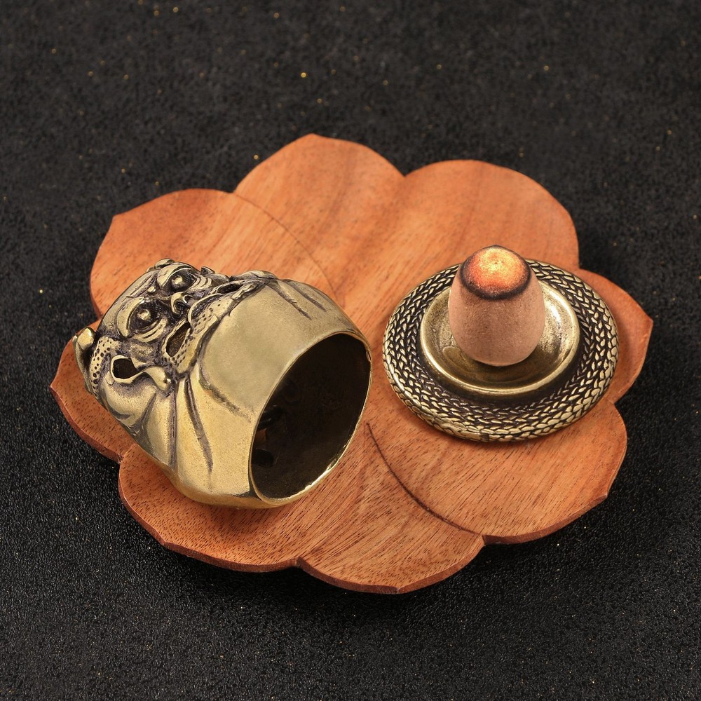 ‌Brass Mini Incense Burner Chinese Dragon Head Aromatherapy Decor‌