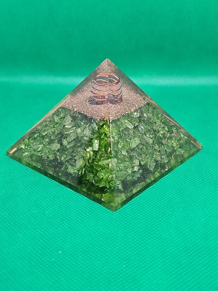 Prehnite Copper Orgone Pyramid 3.5"