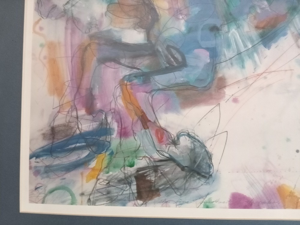 Abstract Rodeo Horse Signed and Matted
