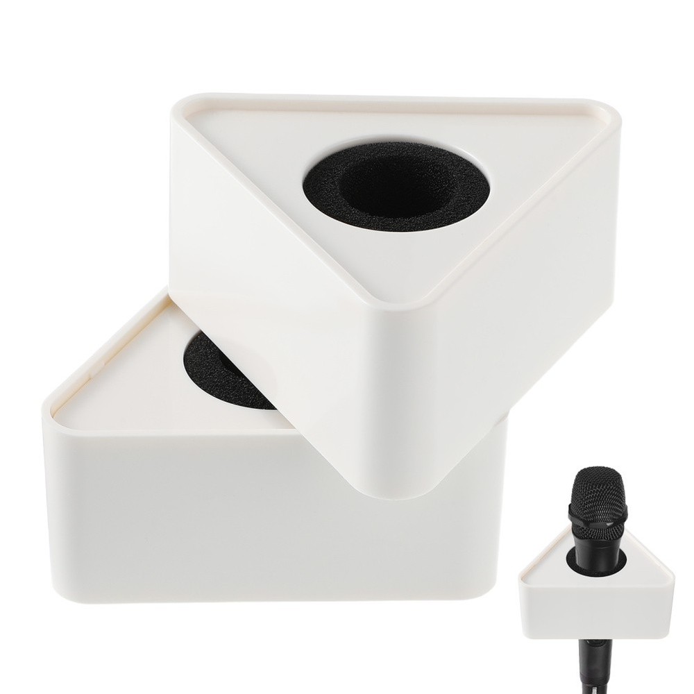 2 Pcs Triangular Interview Logo Mic Flag Station Microphone Clip