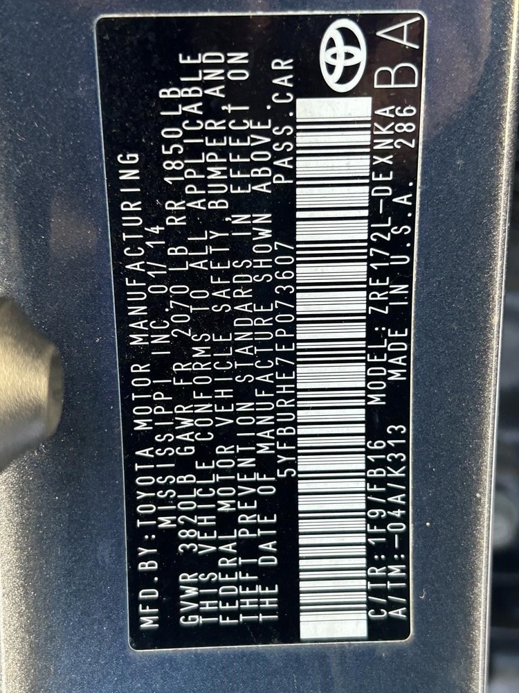 COROLLA   2014 Fuse Box Cabin 104746468