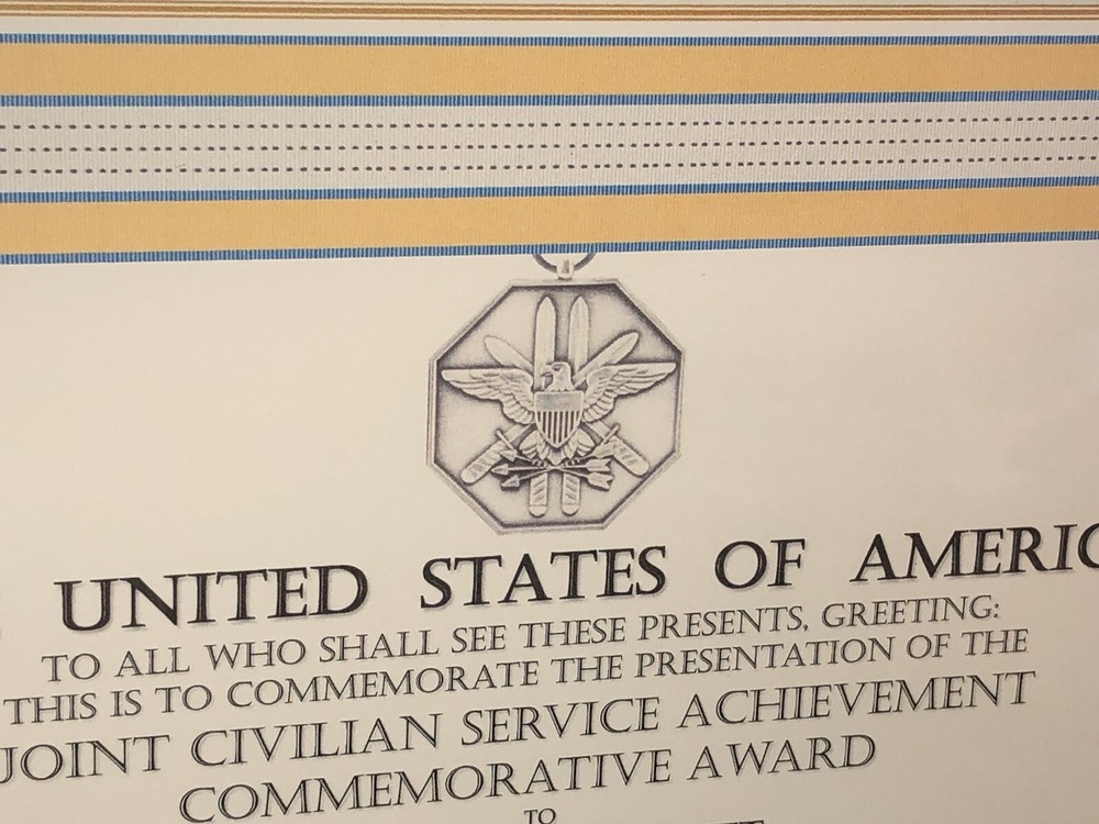 CJCS - JOINT CIVILIAN SERVICE COMMEMORATIVE COMMENDATION CERTIFICATE ~ Type-1