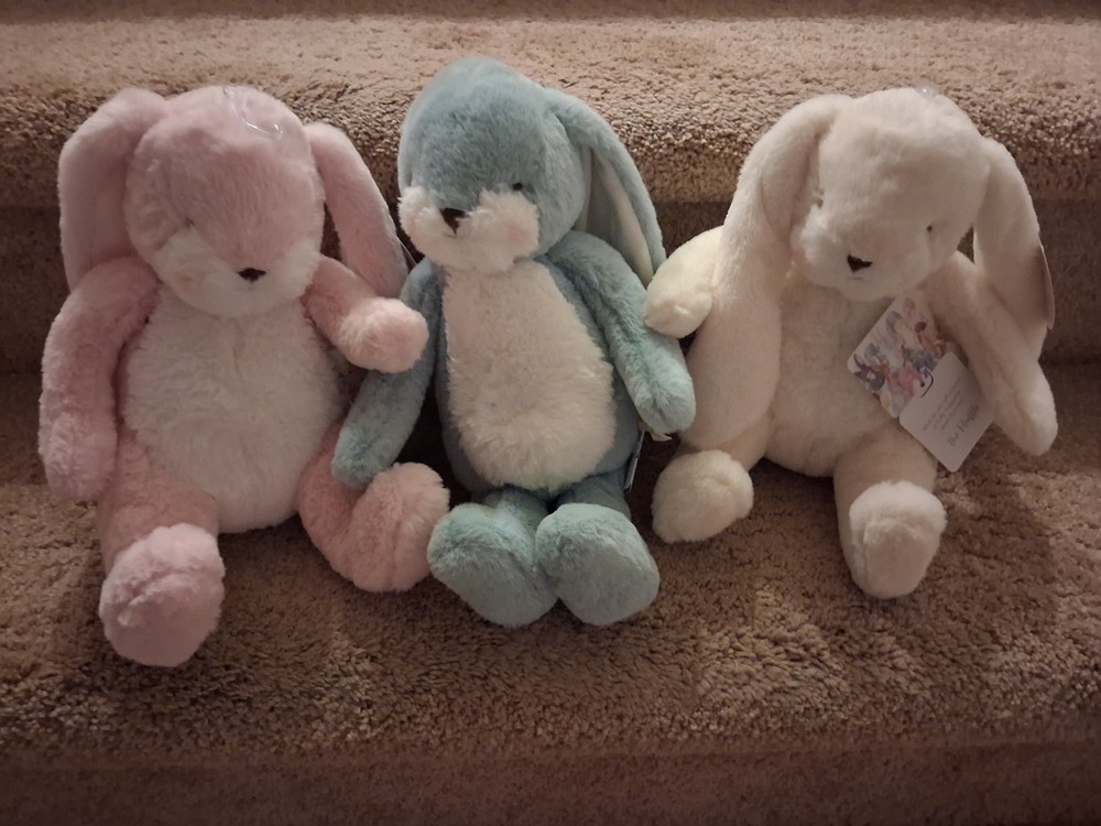 Floppy Nibble Bunny – Pink, Blue, and White