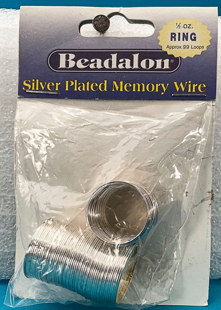 BEADALON 347B-010 SILVER PLATED MEMORY WIRE RINGs  ½ OZ