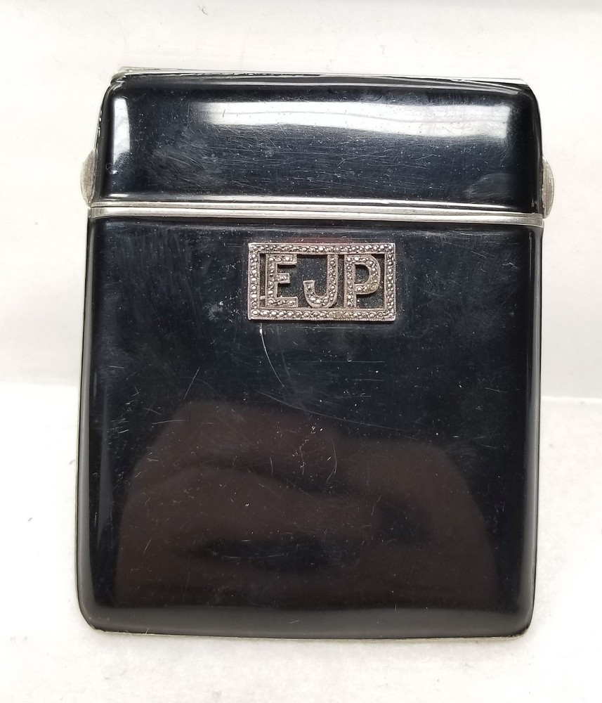Antique Vintage Polish Silver Enamel Compact Cigarette Case Germany