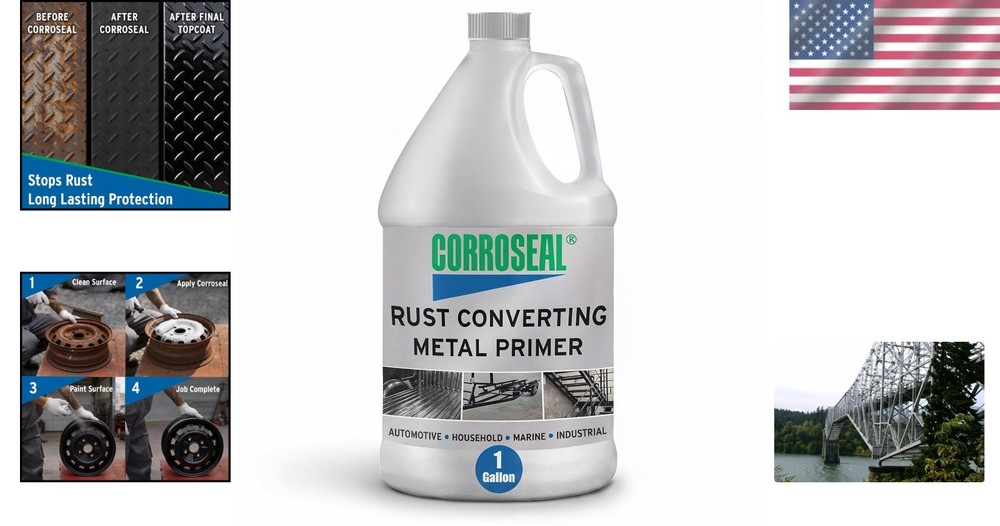 Water-Based 1 Gallon Rust Converter & Primer - Non-Toxic Corrosion Control