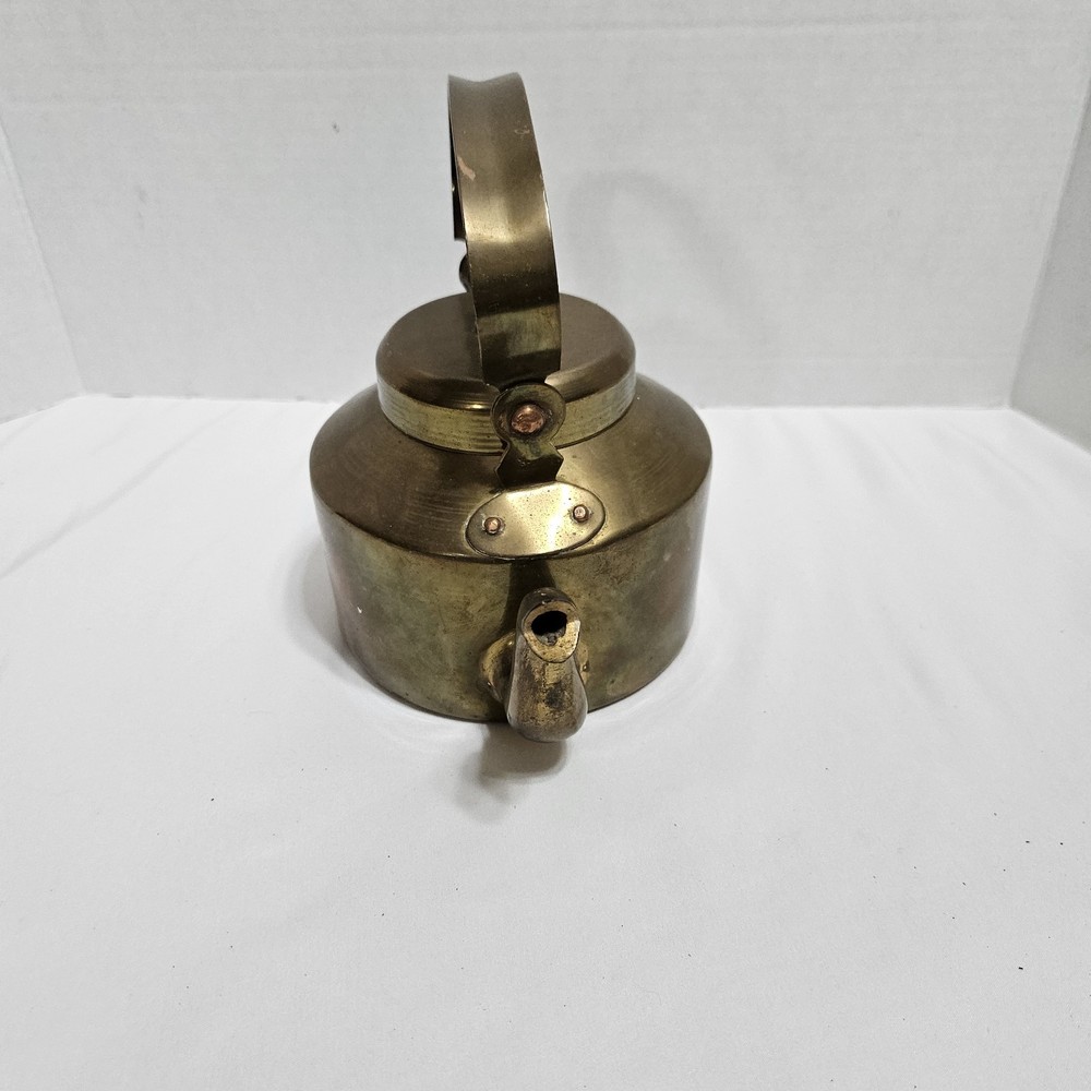 Vintage Brass Kitchenware Tea Kettle Pot Original Old Hand Crafted