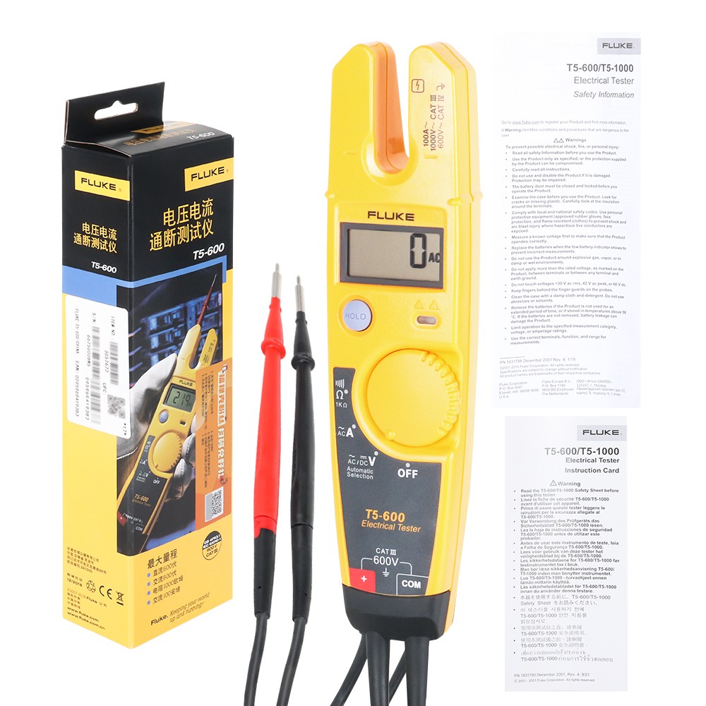 Fluke T5-600 Digital Multimeter Voltmeter Current Voltage Electrical Tester