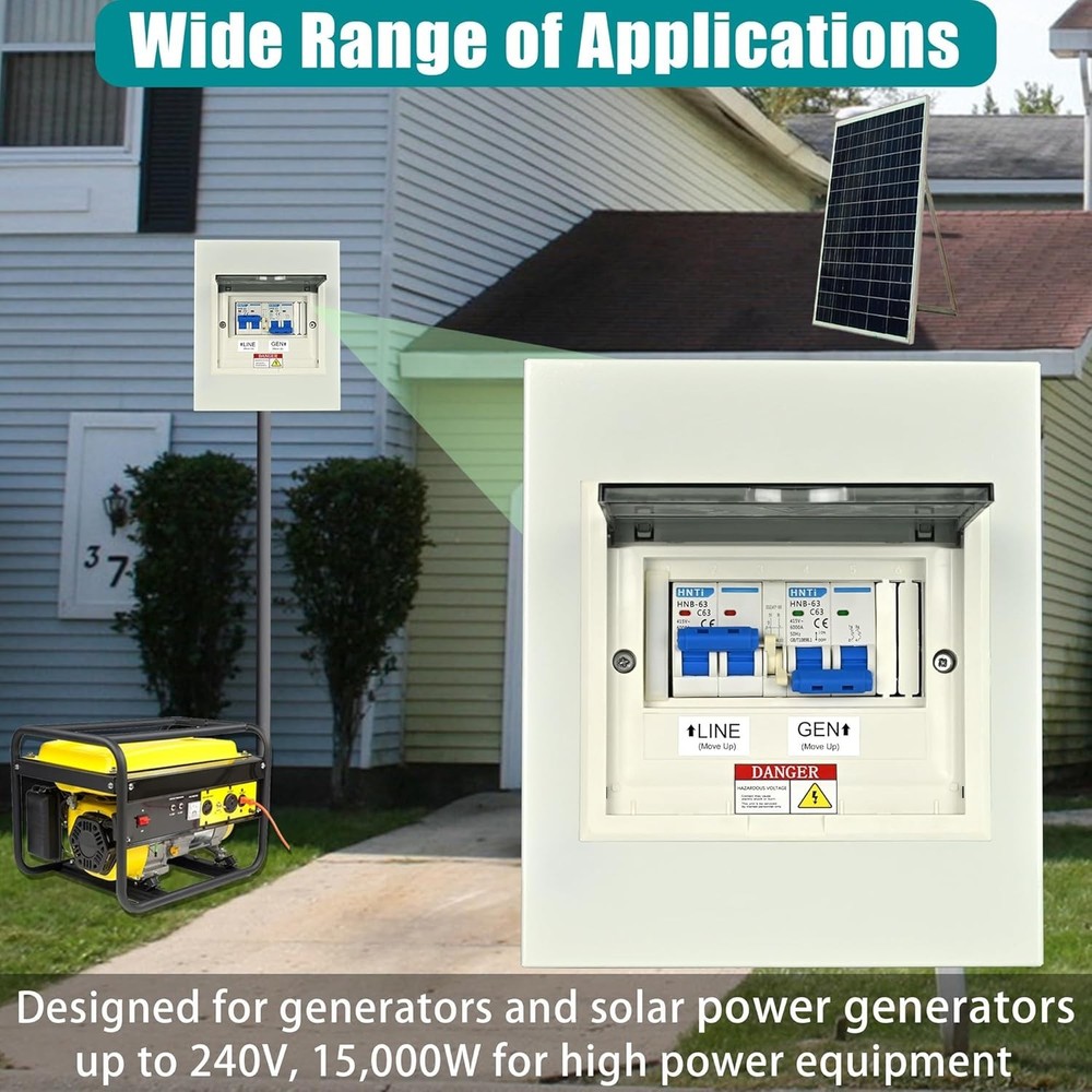 Transfer Switch for Home Generator, Upgraded 63 Amp Generator Transfer Switch...