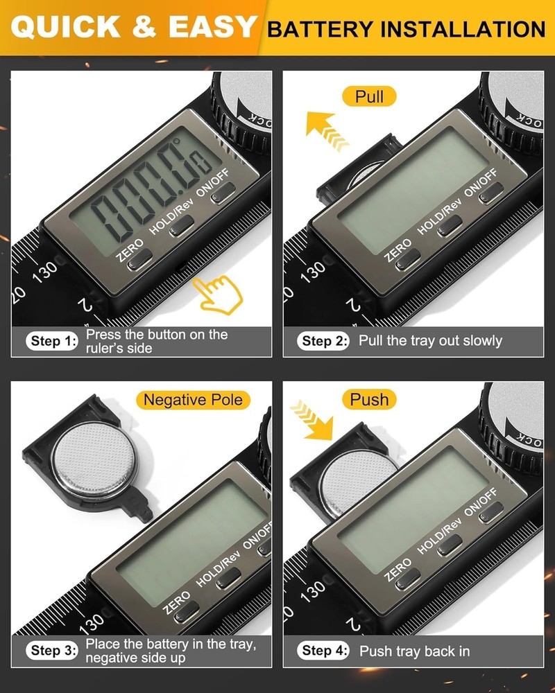 Professional Digital Angle Measuring Tool - Durable Protractor with Batteries