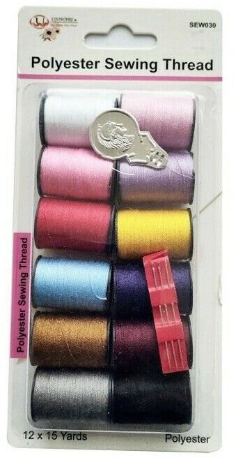24 Pcs Polyester sewing Thread, Mix Colors, 15 Yards/Card