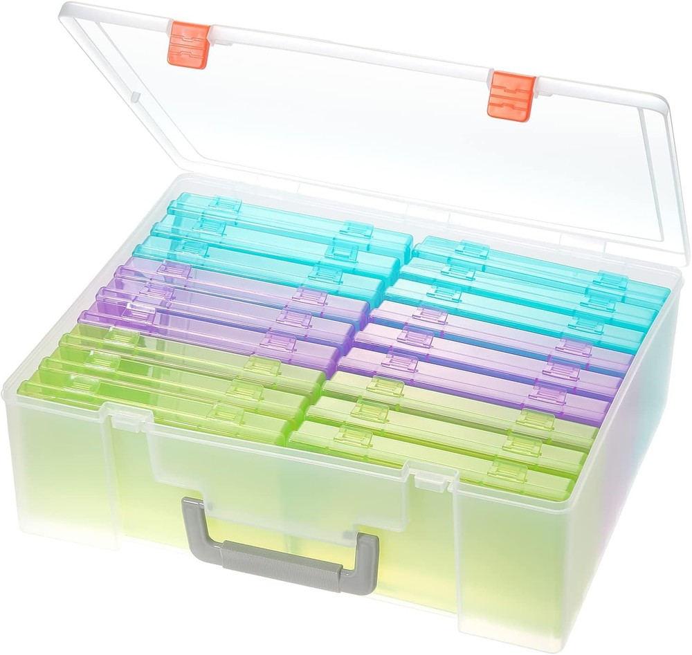 Photo Storage Boxes 4x6 inches, 18 compartments (Clear, 18-pack)