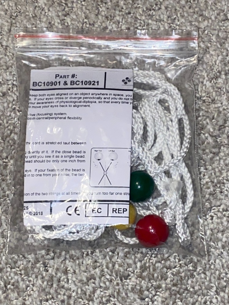 3-Bead BROCK STRING for Vision Therapy / Convergence Insufficiency 10' - BERNELL