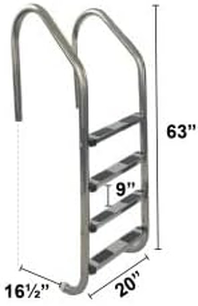 4-Step Stainless Steel Pool Ladder | In-Ground Swimming Pool Entry & Exit System