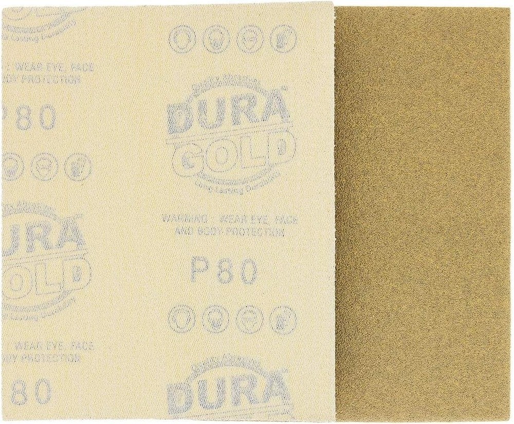 Gold Sandpaper Sheets - 80 Grit, 4.5" x 5.5" for Efficient Sanding
