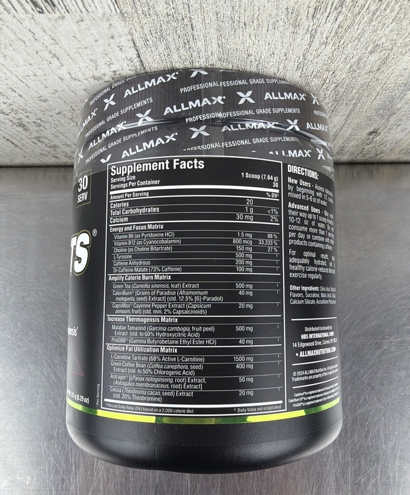 Allmax Rapidcuts Xtreme Pre Workout Powder 30 Servings Lemon Lime