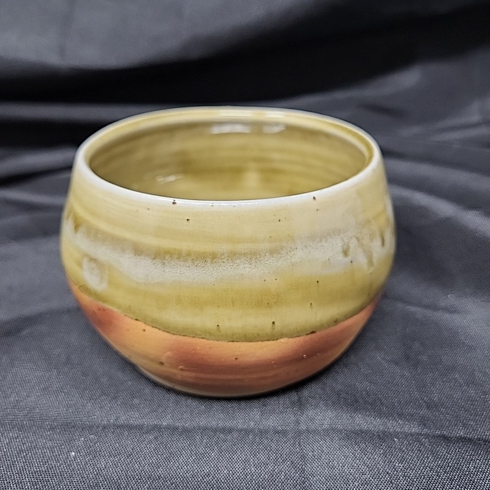 Art Pottery Signed Bowl Planter Green Brown
