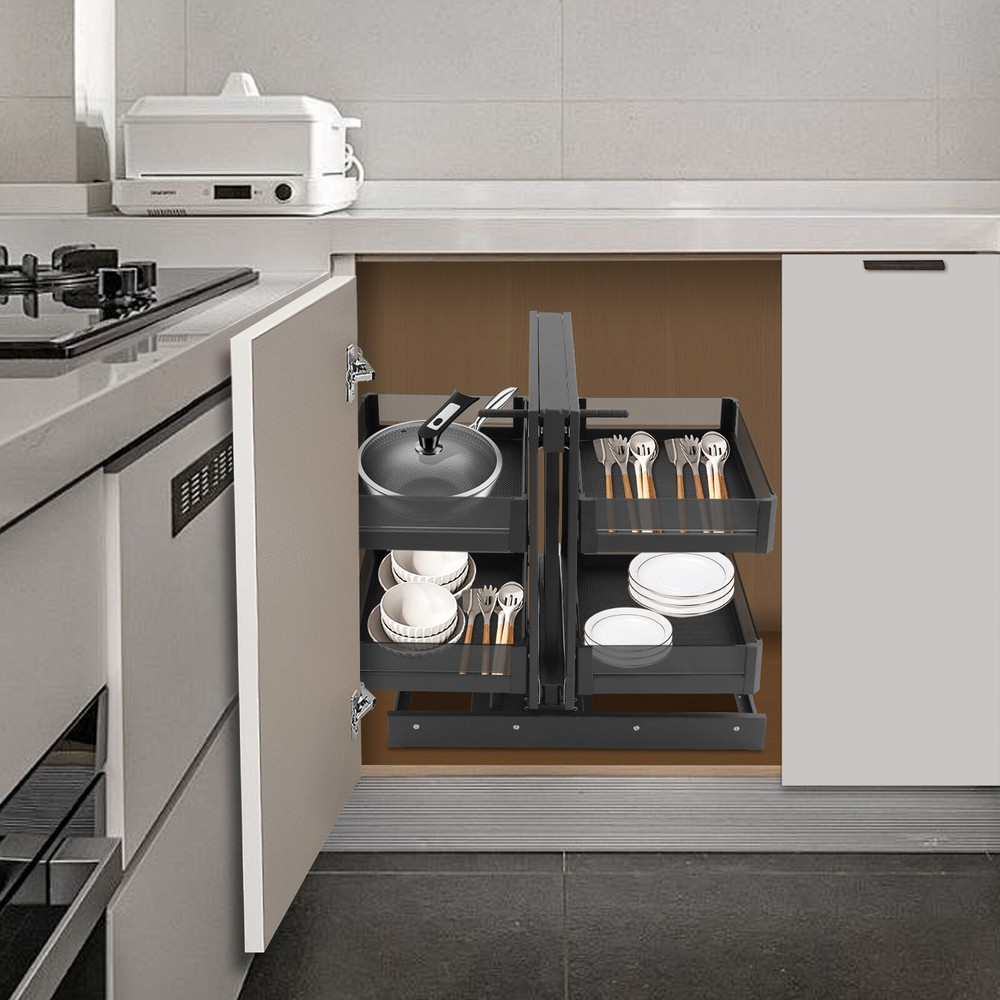 2 Tiers Blind Corner Kitchen Cabinet Organizer Pull Out Kitchen Cabinet Basket