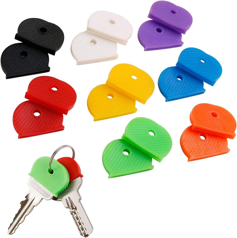 16 pcs Key Cap Covers Color Identifiers Standard Flat House Keys Coding System