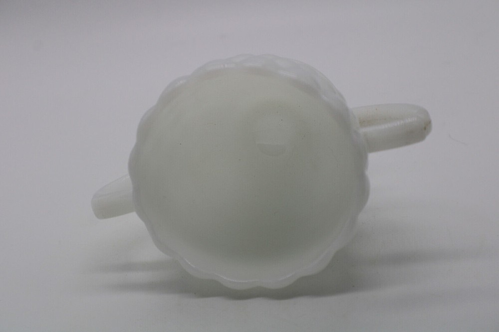 Milk Glass Bubble Pattern Open Sugar Bowl Double Handle Anchor Hocking