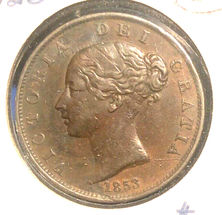 Great Britain 1853 half penny KM 726 XF