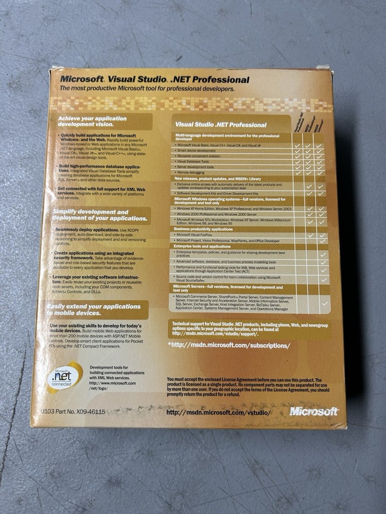 Microsoft Visual Studio .NET Professional 2003 FULL RETAIL SET New Never Used