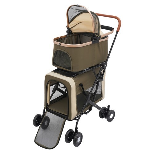 2-Tiers Stroller Dog & Cat Stroller Pet Foldable Small & Medium Dogs Stroller
