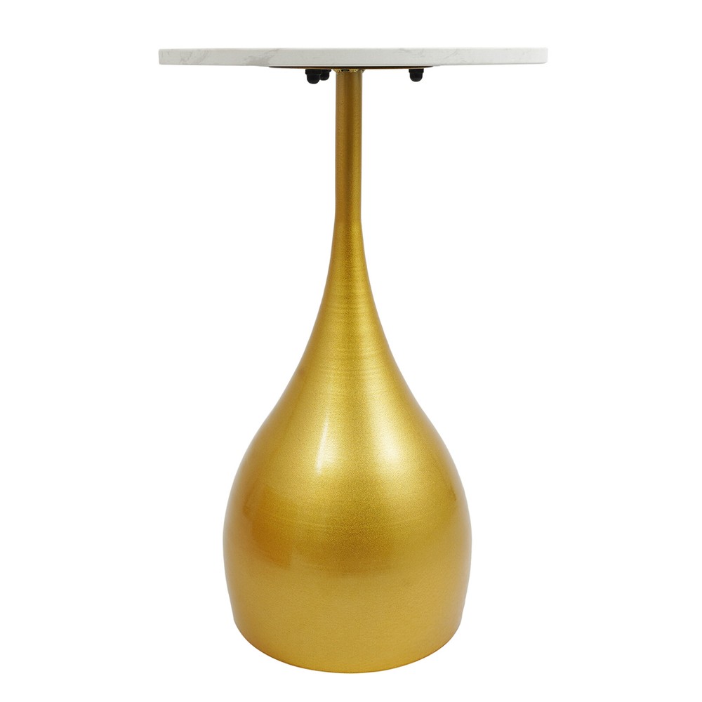 13.78" Marble Sofa Side Table Modern Round Accent Table For Small Spaces