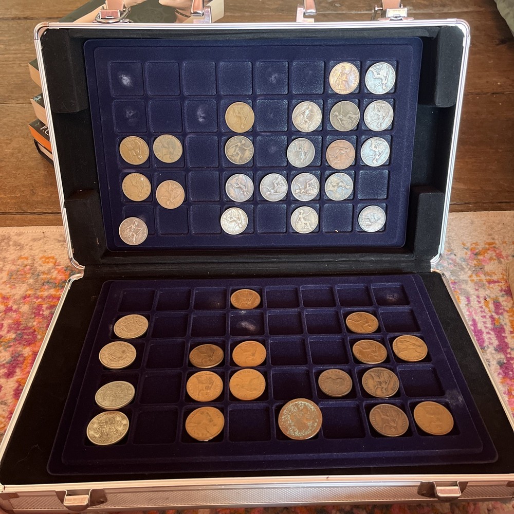 Large coin collection in case