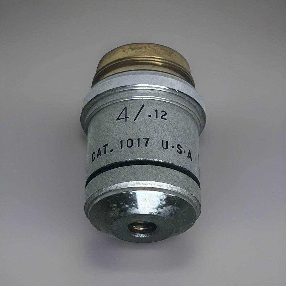 AO Spencer Microscope Objective PLAN ACHRO 4/.12 1017 Used