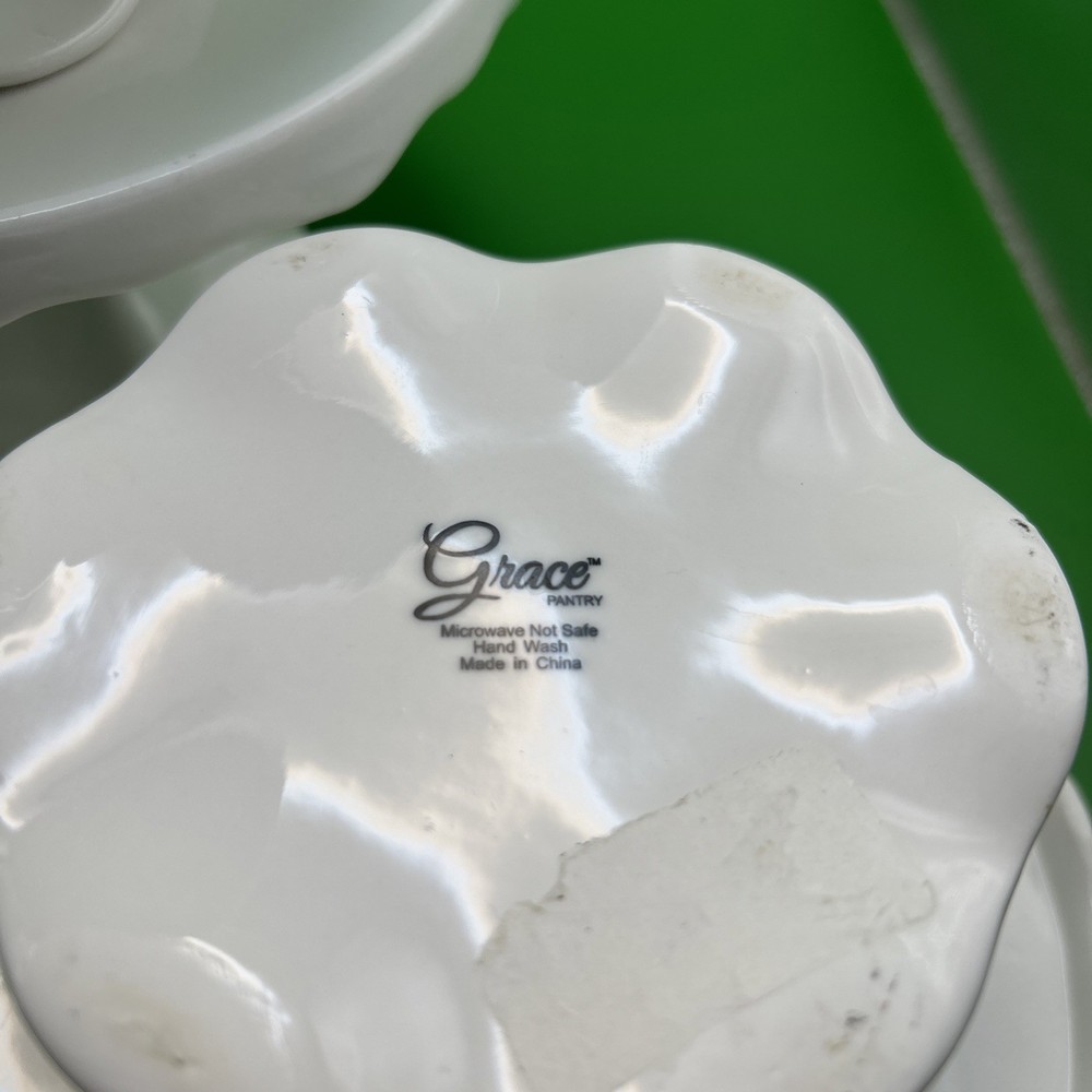 3 Round Ceramic Cake Pedestals Stand
