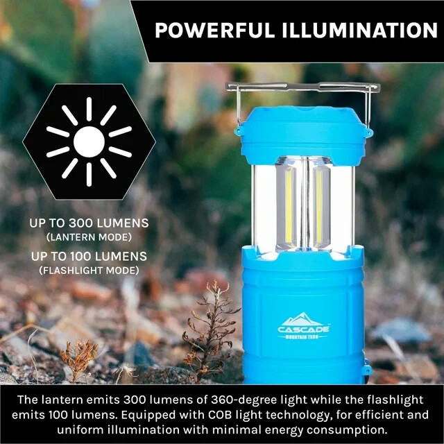 Cascade Mountain Tech 300 Lumen Pop-Up Lantern & Flashlight | Dark Gray