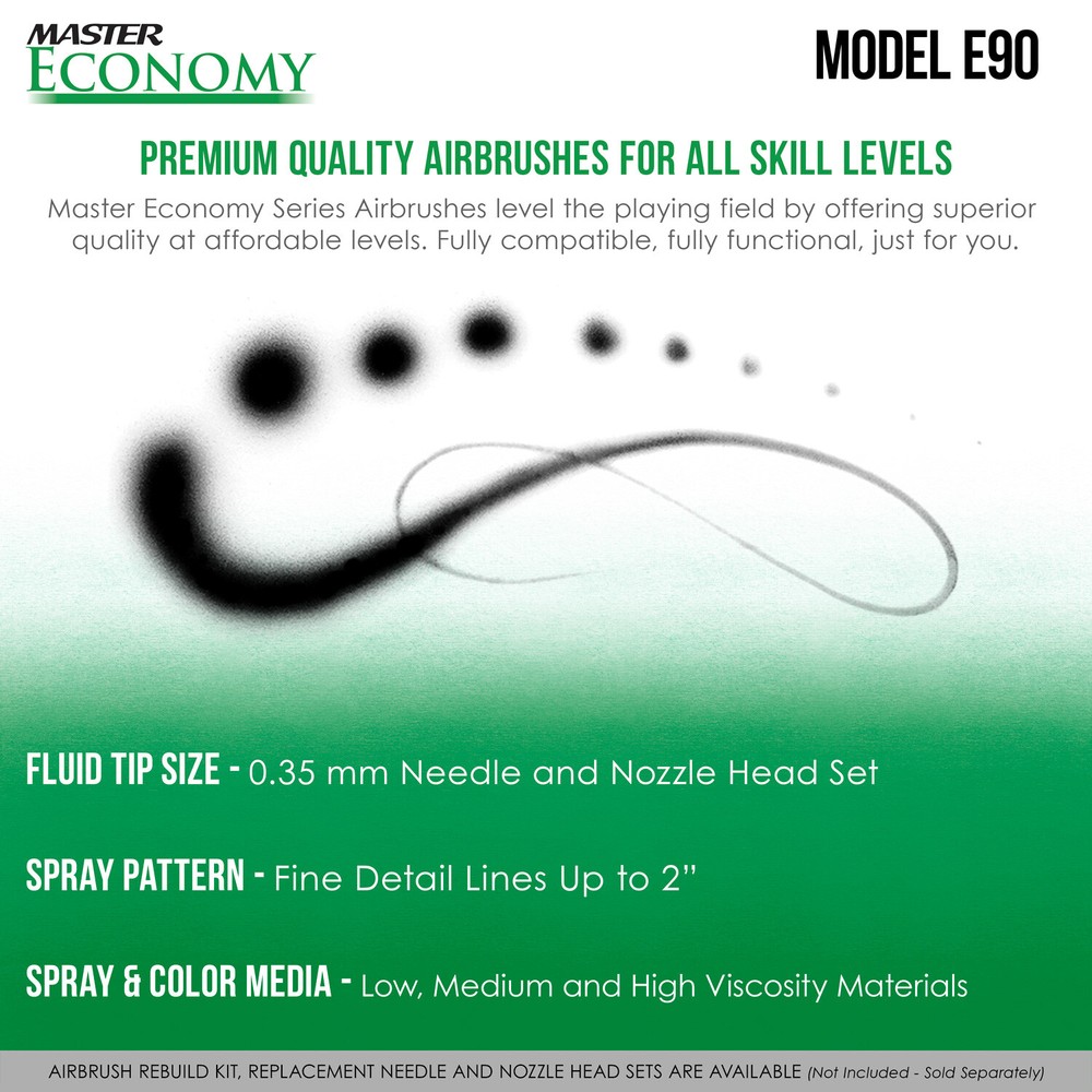 Master E90 Dual-Action Siphon Feed Airbrush with 0.35 mm Tip