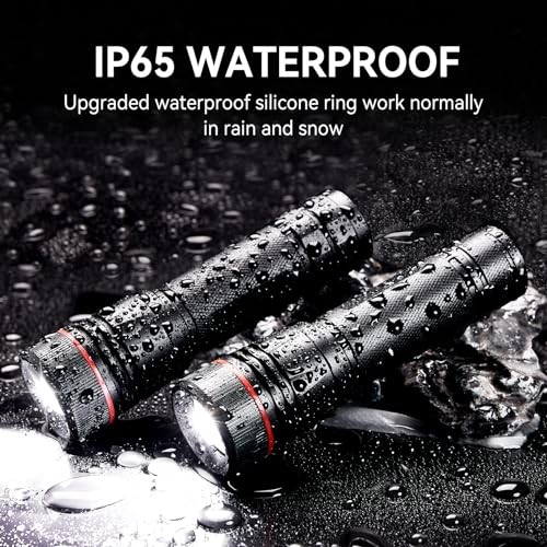 Rechargeable Flashlights High Lumens, 2 Pack 10H Long Lasting 2 PACK Black