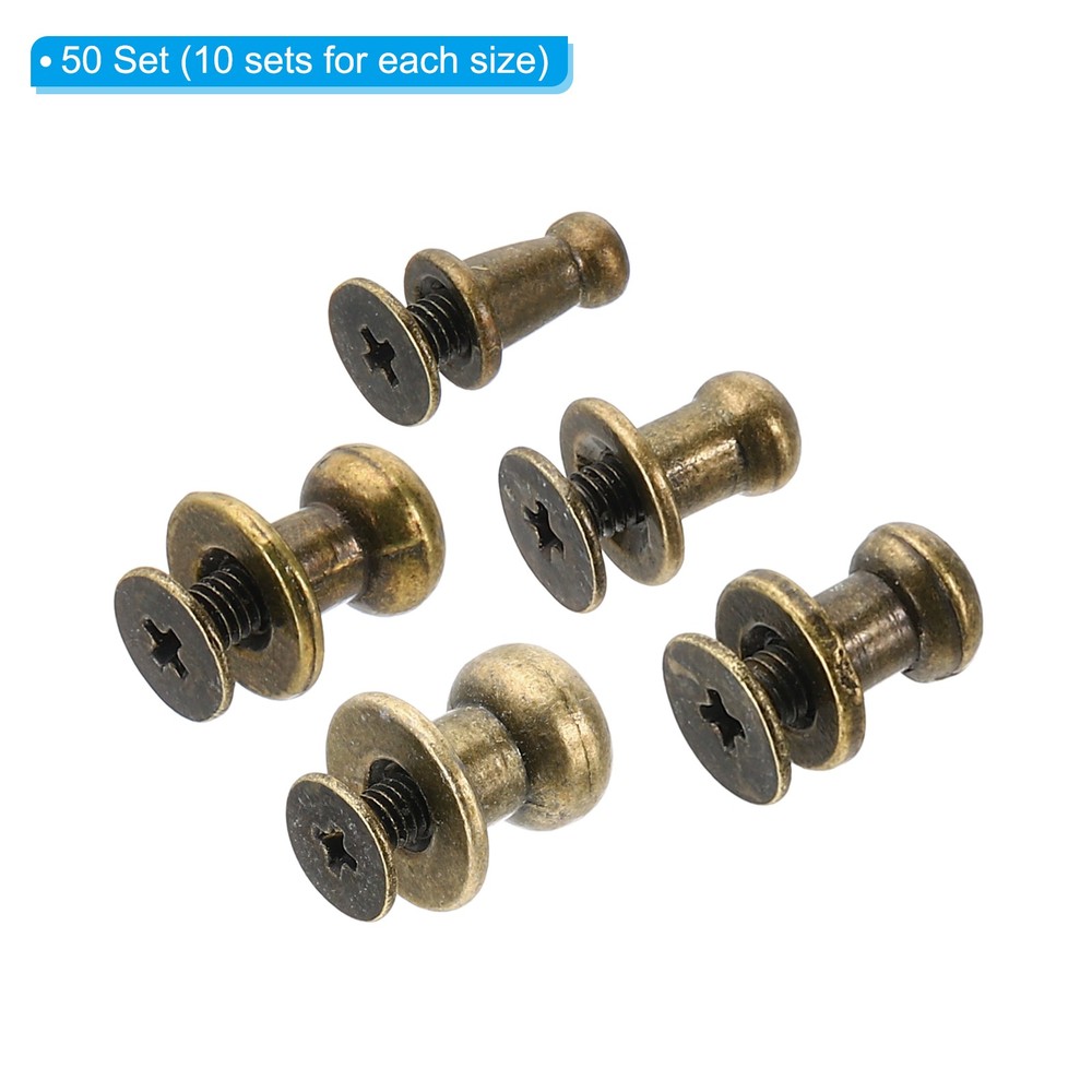 50 Sets Studs and Spikes Leather Rivets Cone Spikes Button Head Grey