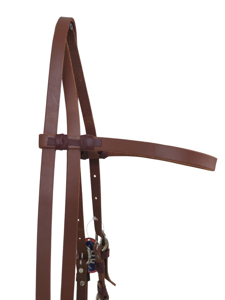 HR Saddlery Leather Western Side Pull Bridle Premium Bitless Training Headstall