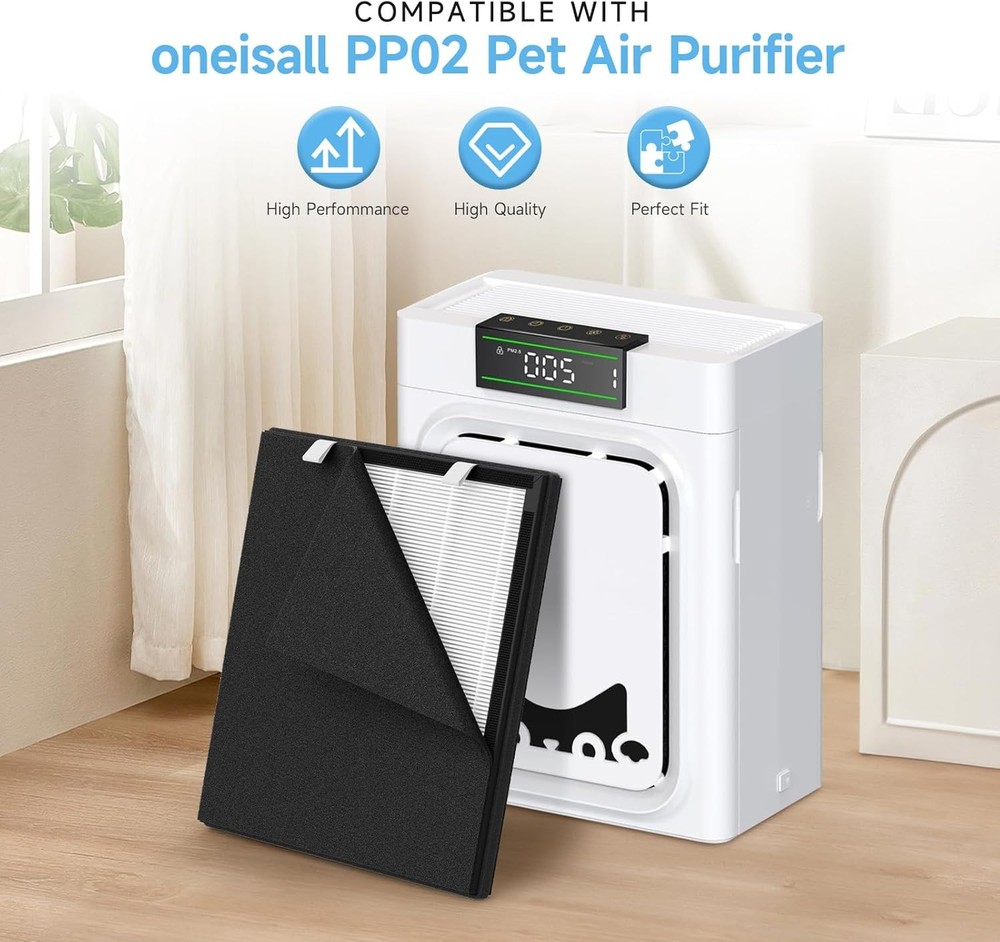 PP02 Replacement Filter Compatible with oneisall PP02 Pet Air Purifier, Double-S