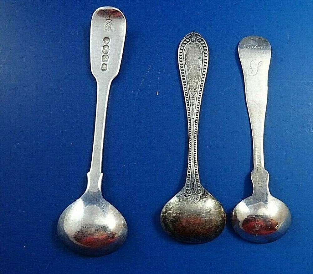 3 Assorted Silver Master Salt spoons (#4463)