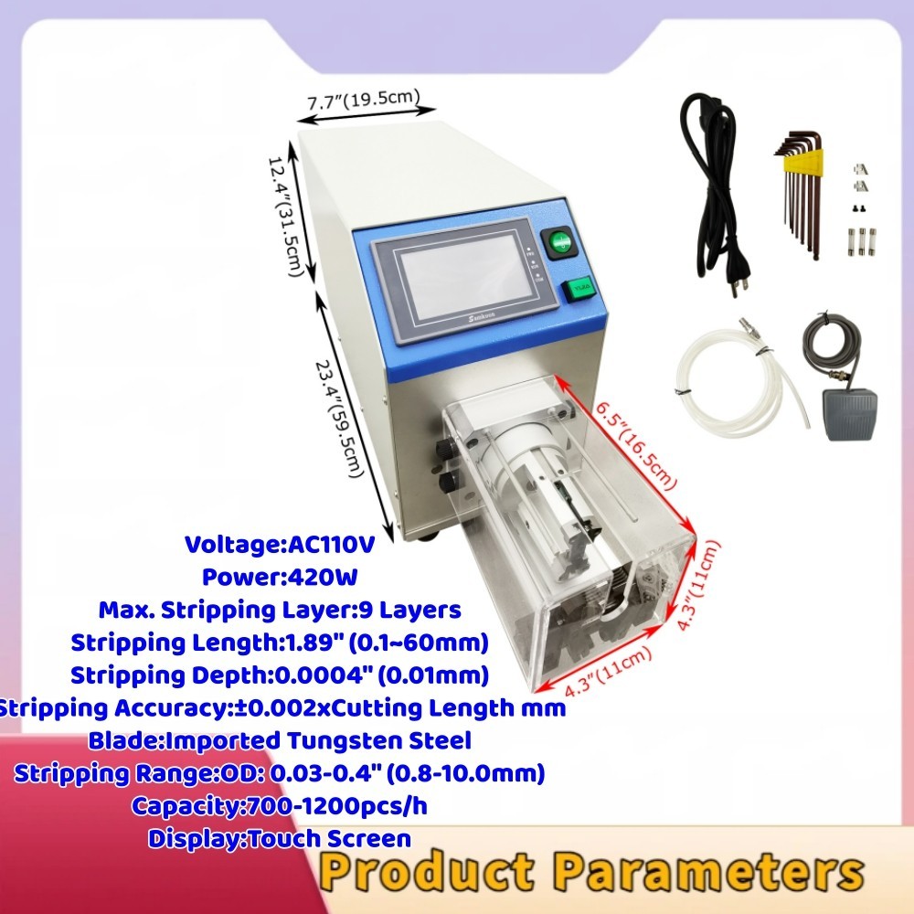 110V Semi-AutoCoaxial Wire Stripping Machine 9-Layer Rotary Cable Stripper