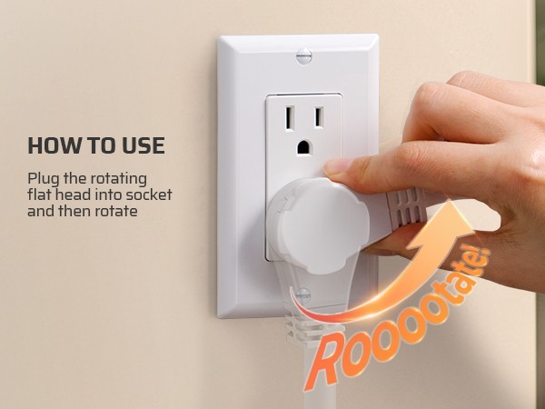 DEWENWILS 10FT Flat Plug Power Strip, 3 Outlets Space Saving Rotating Plug