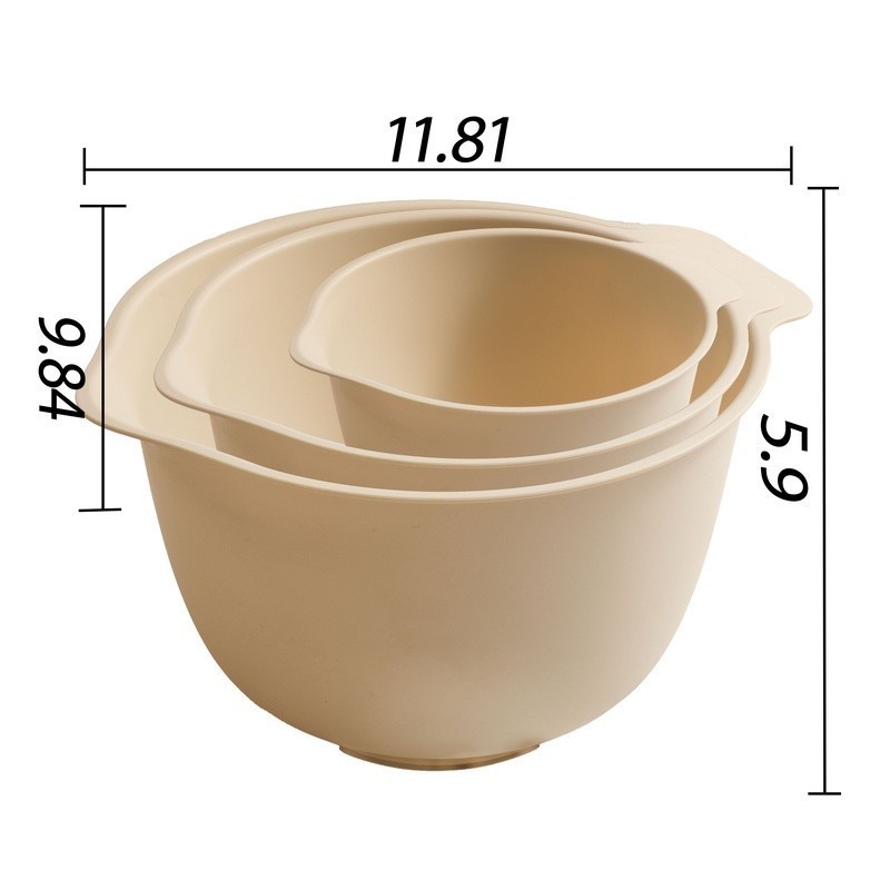 3 Piece Mixing Bowls Set Non Slip Base Stackable Kitchen Prep Durable Recycled